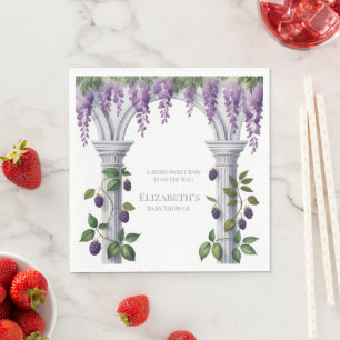 Servilleta De Papel Fiesta de Bebé Neutral en Género: Moras y Wisteria