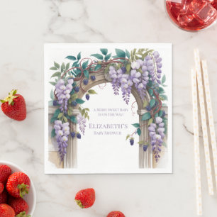 Servilleta De Papel Fiesta de Bebé Neutral en Género: Moras y Wisteria
