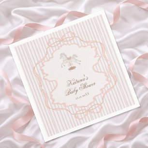 Servilleta De Papel Fiesta de Bebé Niña Caballo de Juguete Rosa