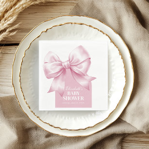Servilleta De Papel Fiesta de bebé niña con lazo rosa elegante