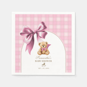 Servilleta De Papel Fiesta de Bebé Niña con Oso de Peluche Elegante a