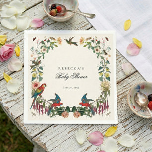 Servilleta De Papel Fiesta de bebé pajarito flores vintage botánicas