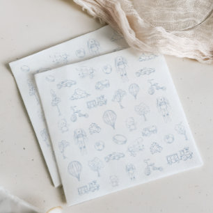 Servilleta De Papel Fiesta de bebé para nursery Blue Toile De Jouy