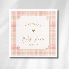 Servilleta De Papel Fiesta de Bebé Plaid Marfil Rubor Cottagecore Dora