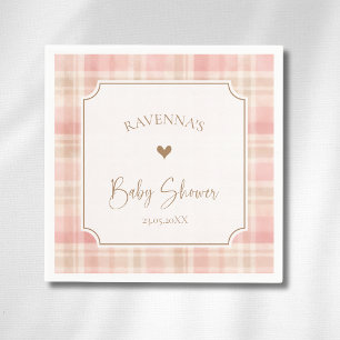 Servilleta De Papel Fiesta de Bebé Plaid Marfil Rubor Cottagecore Dora