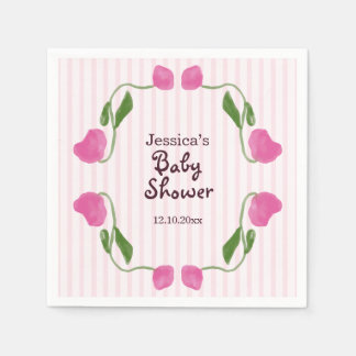 Servilleta De Papel Fiesta de Bebé Rosa Arte Floral Nouveau