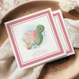 Servilleta De Papel Fiesta de Bebé Rosa Lindo Tortuga Marina Floral