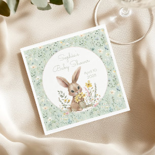 Servilleta De Papel Fiesta de Bebé Somebunny On The Way con Flores Sil