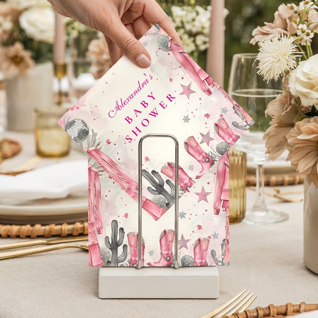 Servilleta De Papel Fiesta de Bebé Vaquera de Disco Rosa (Subido por el creador)