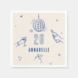 Servilleta De Papel fiesta de bebidas azules de cumpleaños dibujadas a