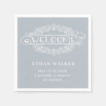 fiesta de bienvenida bebé monograma azul