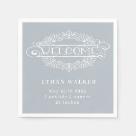 Servilleta De Papel fiesta de bienvenida bebé monograma azul