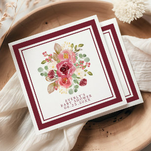 Servilleta De Papel Fiesta de Bienvenida con Flores de Acuarela en Bur