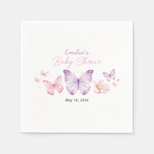Servilleta De Papel Fiesta de Bienvenida de Mariposa Morada Rosa Perso