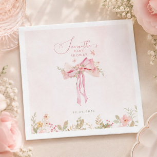 Servilleta De Papel Fiesta de bienvenida Floral Pink Bow Coquette Gard