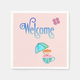 Servilleta De Papel Fiesta de bienvenida Teacup Chica Butterfly Square