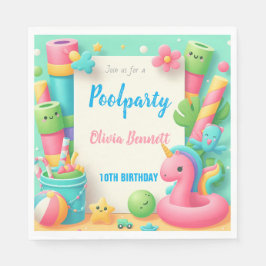 Servilleta De Papel Fiesta de billar editable Natación de verano de cu