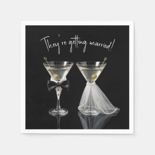 Servilleta De Papel Fiesta de boda de pareja con cócteles de martini