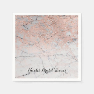 Servilleta De Papel Fiesta de Boda Glam de Mármol Moderno de Oro Rosa 