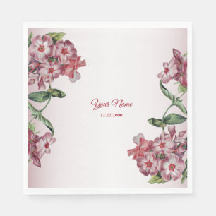 Servilleta De Papel Fiesta de Boda Moderna Floral Rosa Rojo Hojas Verd
