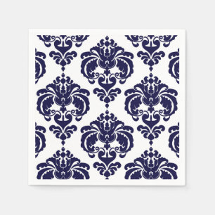 Servilleta De Papel Fiesta de boda vintage de seda azul marino y blanc
