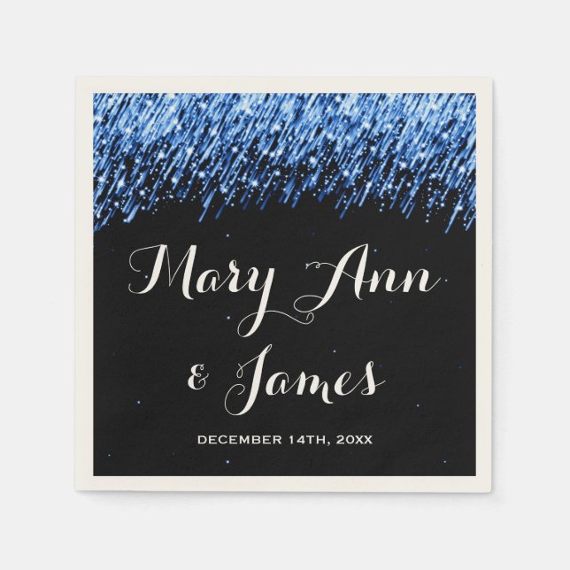 Servilleta De Papel Fiesta de bodas que cae las estrellas "Azul zafiro (Anverso)