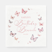 Fiesta de brunch de cumpleaños con mariposa rosa s