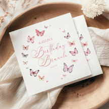 Fiesta de Brunch de Cumpleaños de Mariposa Rosa Su