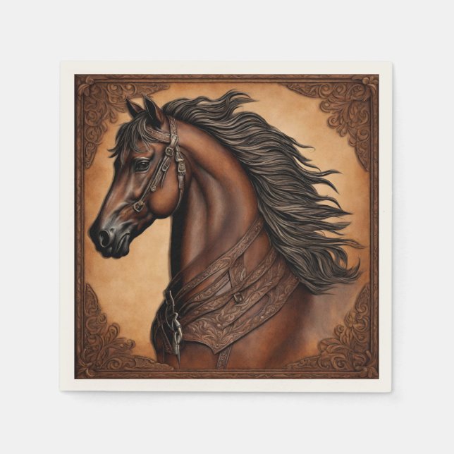 Servilleta De Papel Fiesta de Caballo Ecuestre de País Occidental (Anverso)