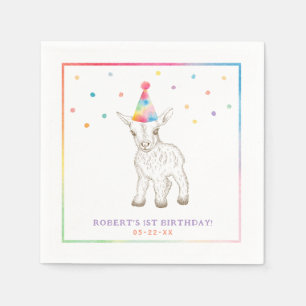 Servilleta De Papel Fiesta de cabra Napkins de cumpleaños animal   Tem