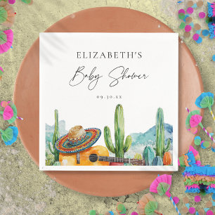 Servilleta De Papel Fiesta de Cactus Mexicano al Aguarela Baby Shower