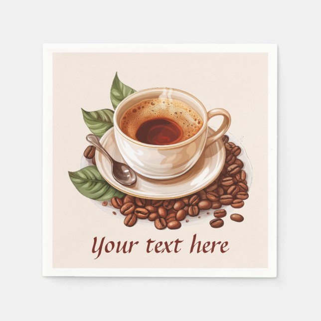 Servilleta De Papel Fiesta de café lindo añadir mensaje (Anverso)