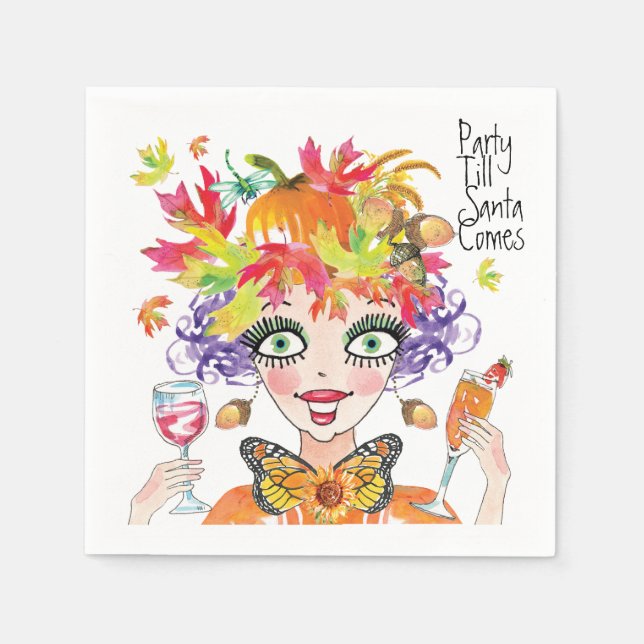 Servilleta De Papel Fiesta de calabaza de otoño hasta que Santa venga  (Anverso)