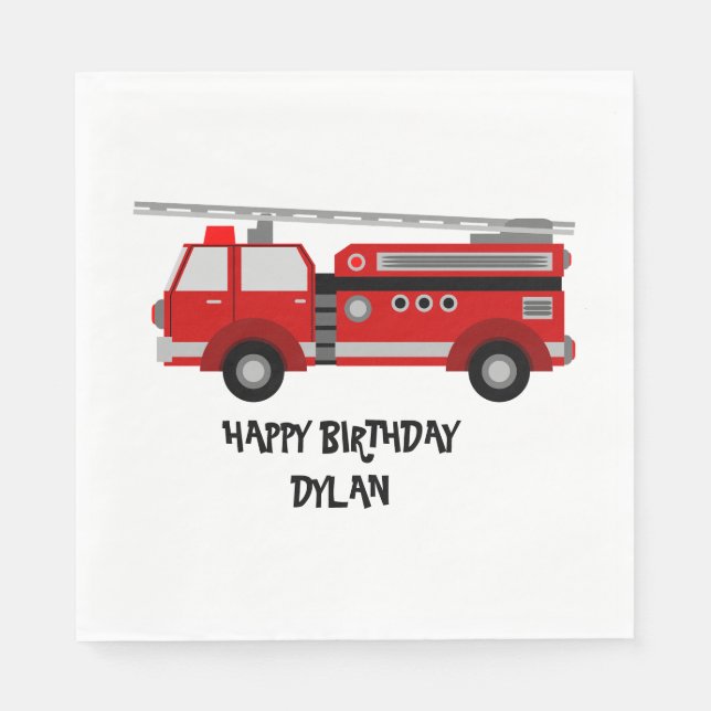 Servilleta De Papel Fiesta de camiones de bomberos Cumpleaños Toallas  (Anverso)