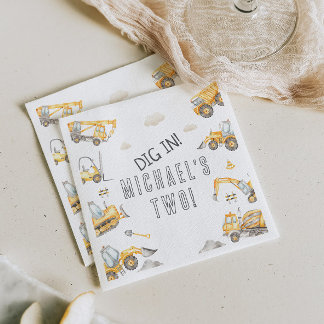 Servilleta De Papel Fiesta de Camiones de Construcción "¡A cavar!",