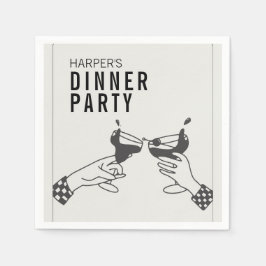 Servilleta De Papel Fiesta de cena de Ser y Retro Negro