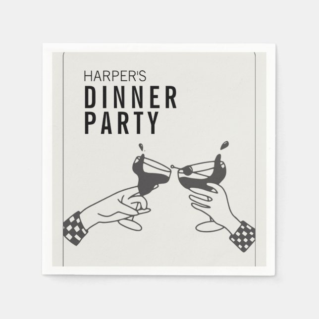 Servilleta De Papel Fiesta de cena de Ser y Retro Negro (Anverso)