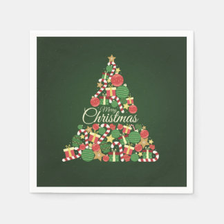 Servilleta De Papel fiesta de cena del árbol de Navidad alegre