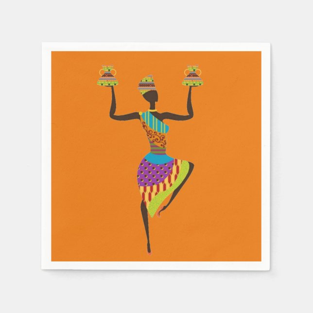 Servilleta De Papel Fiesta de cena temática africana de una dama afric (Anverso)