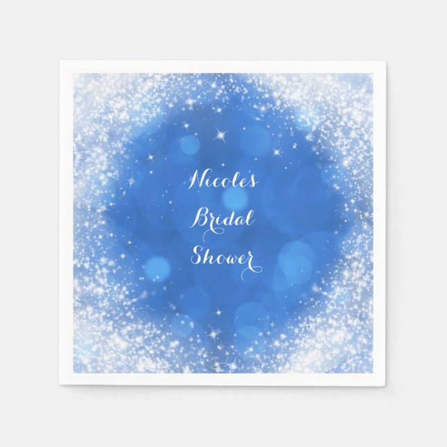 Servilleta De Papel Fiesta de Cenicienta de chispa azul y blanca para  (Anverso)