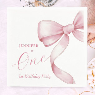 Servilleta De Papel Fiesta de Chica de cumpleaños de Pink Bow