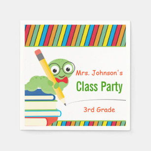 Servilleta De Papel Fiesta de clase, Personalizable Bookworm & Books