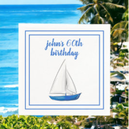 Servilleta De Papel Fiesta de Cocktail Chic Náutico Azul Barco 