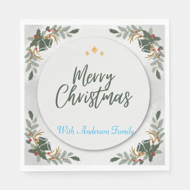 SERVILLETA DE PAPEL FIESTA DE COCKTAIL DE BOHO GREEN NAVIDADES PEROSAN (Anverso)