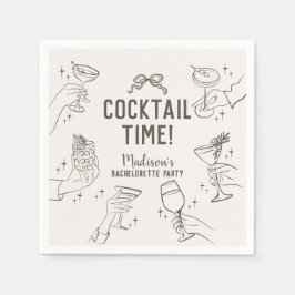 Servilleta De Papel Fiesta de Cóctel Beige Retro Fiesta de Soltera