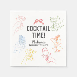 Servilleta De Papel Fiesta de Cóctel Colorida Retro Fiesta de Despedid