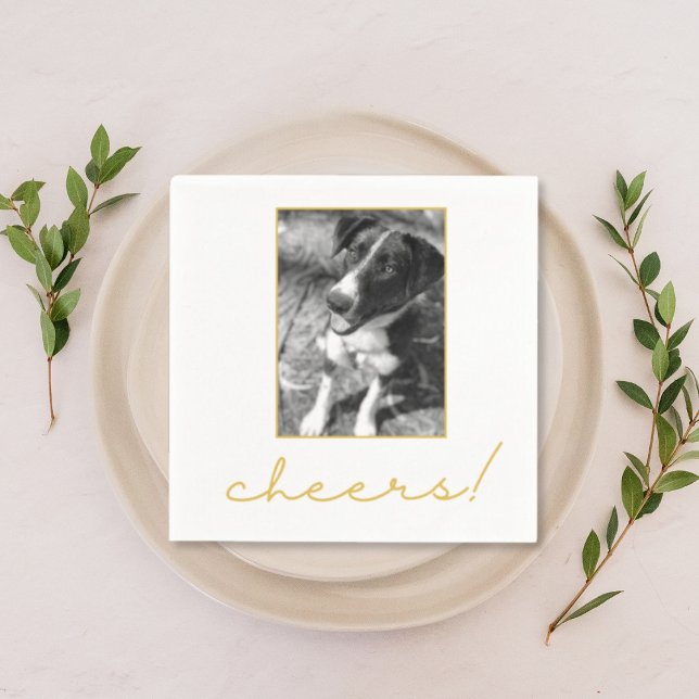 Servilleta De Papel Fiesta de Cóctel con Foto de Perro (Dog photo napkin cocktail party supply
)
