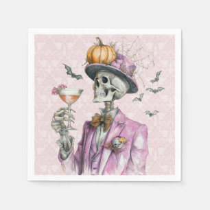 Servilleta De Papel Fiesta de Cóctel de Esqueleto Gótico Halloween