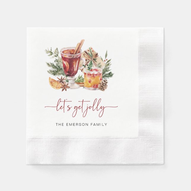 Servilleta De Papel Fiesta de Cóctel Navideño (Anverso)