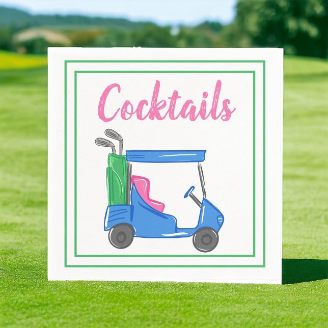 Servilleta De Papel Fiesta de cócteles de Preppy Blue Golf Cart (Subido por el creador)